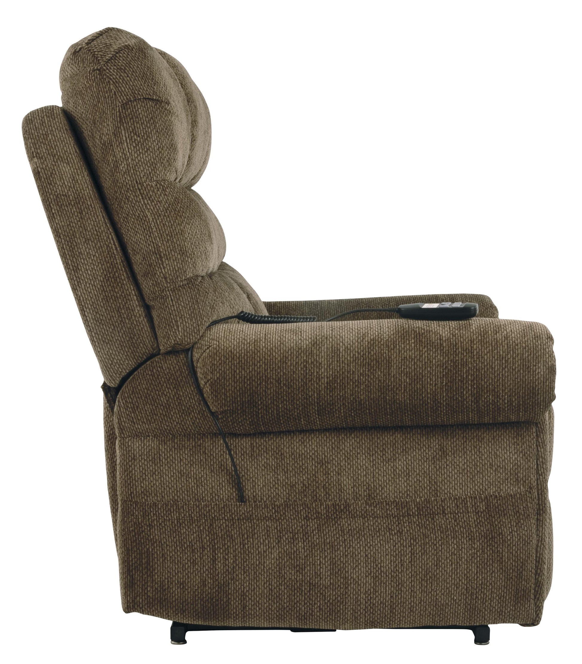 Fabric Upholstered Metal Frame Power Lift Recliner, Brown By Benzara | Chairs & Recliners | Modishstore - 4