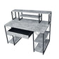 Metal Desk With 4 Open Bottom Shelves And Bookcase Hutch, Gray And Black By Benzara | Desks |  Modishstore  - 4