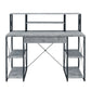 Metal Desk With 4 Open Bottom Shelves And Bookcase Hutch, Gray And Black By Benzara | Desks |  Modishstore 