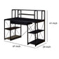 Industrial Style Desk With 4 Open Selves And Bookcase Hutch, Black By Benzara | Desks |  Modishstore  - 2