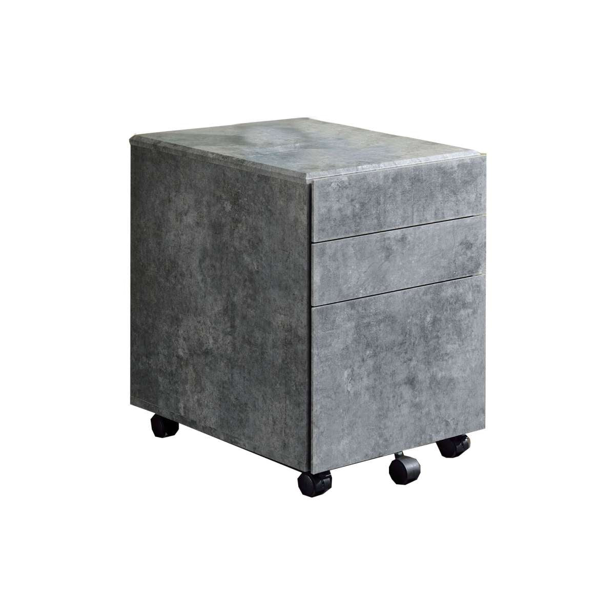 Contemporary Style File Cabinet With 3 Storage Drawers And Casters, Gray By Benzara | Cabinets | Modishstore