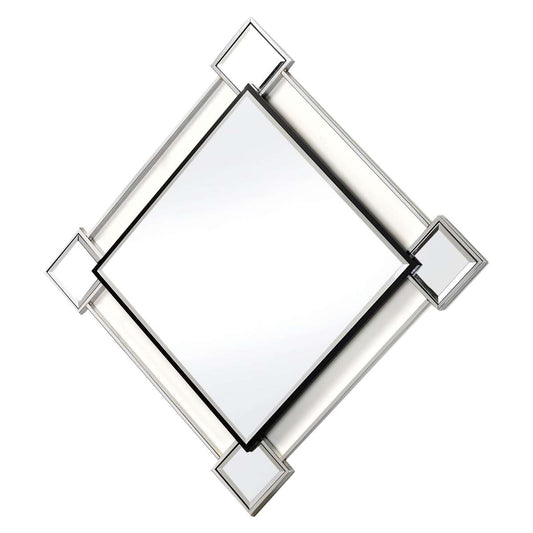 Diamond Shaped Beveled Accent Wall Mirror With Mirror Inserts, Silver By Benzara | Mirrors |  Modishstore 