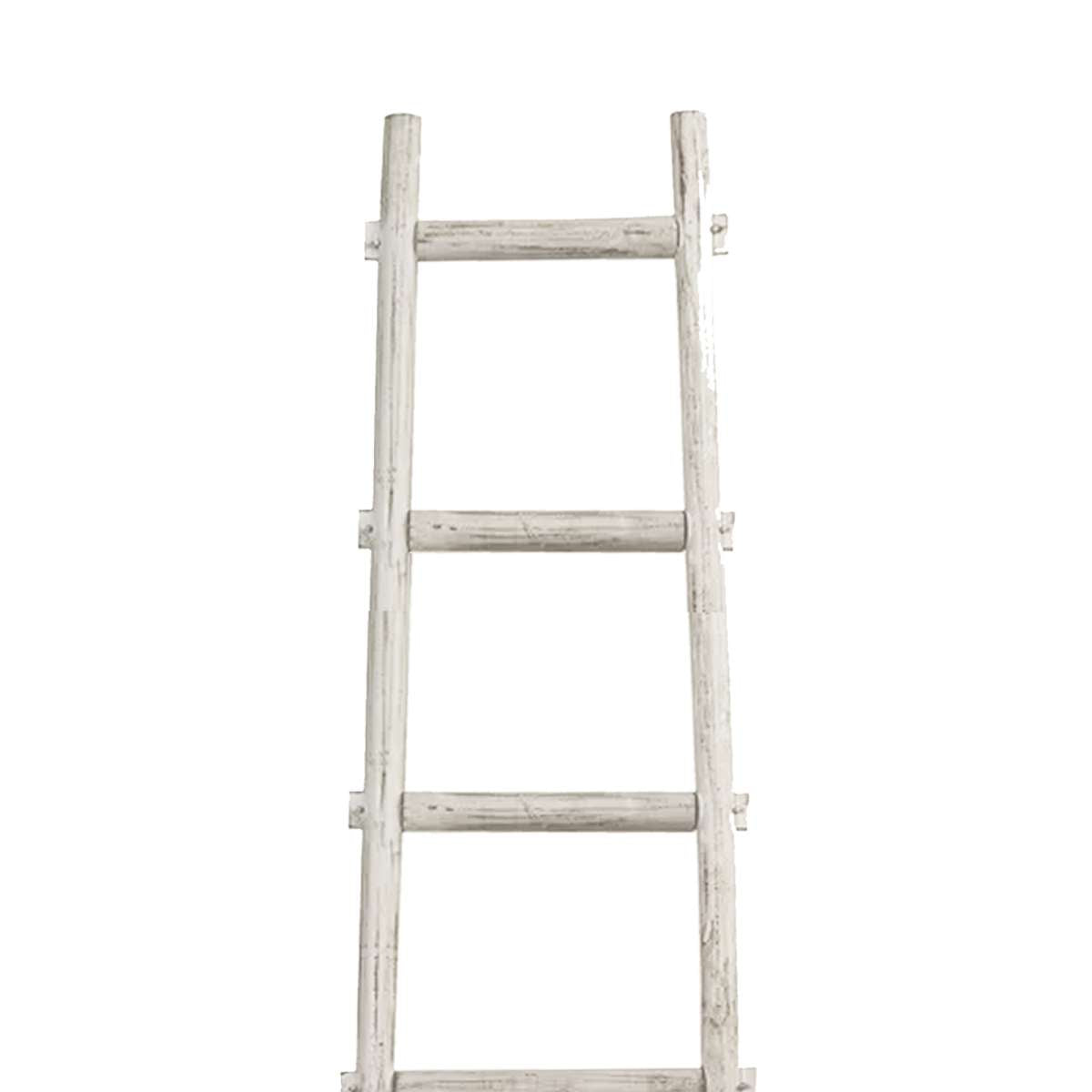 Transitional Style Wooden Decor Ladder With 6 Steps, White By Benzara | Shelves & Shelving Units | Modishstore - 5
