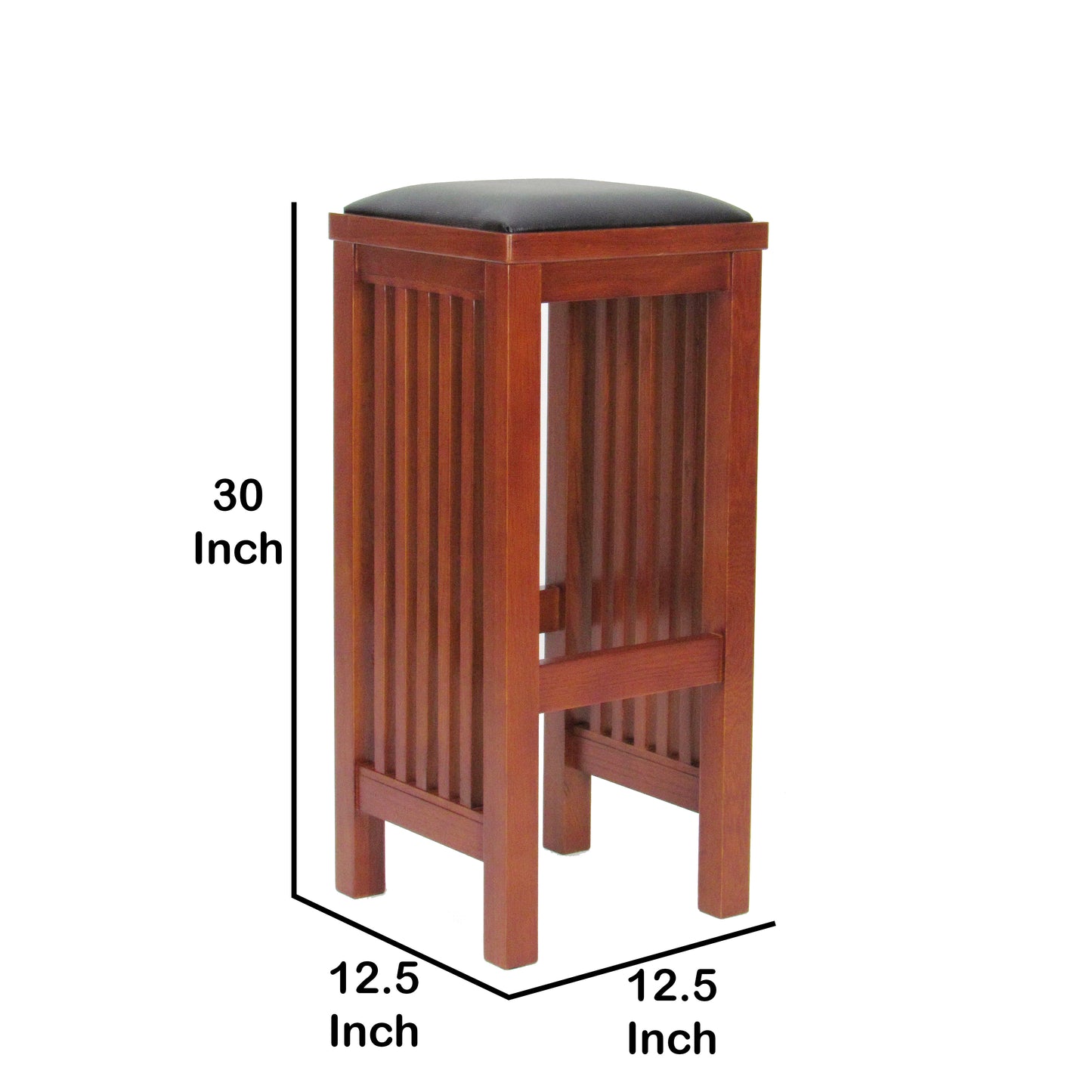 Faux Leather Upholstered Wooden Backless Barstool, Oak Brown By Benzara | Bar Stools & Tables | Modishstore - 5