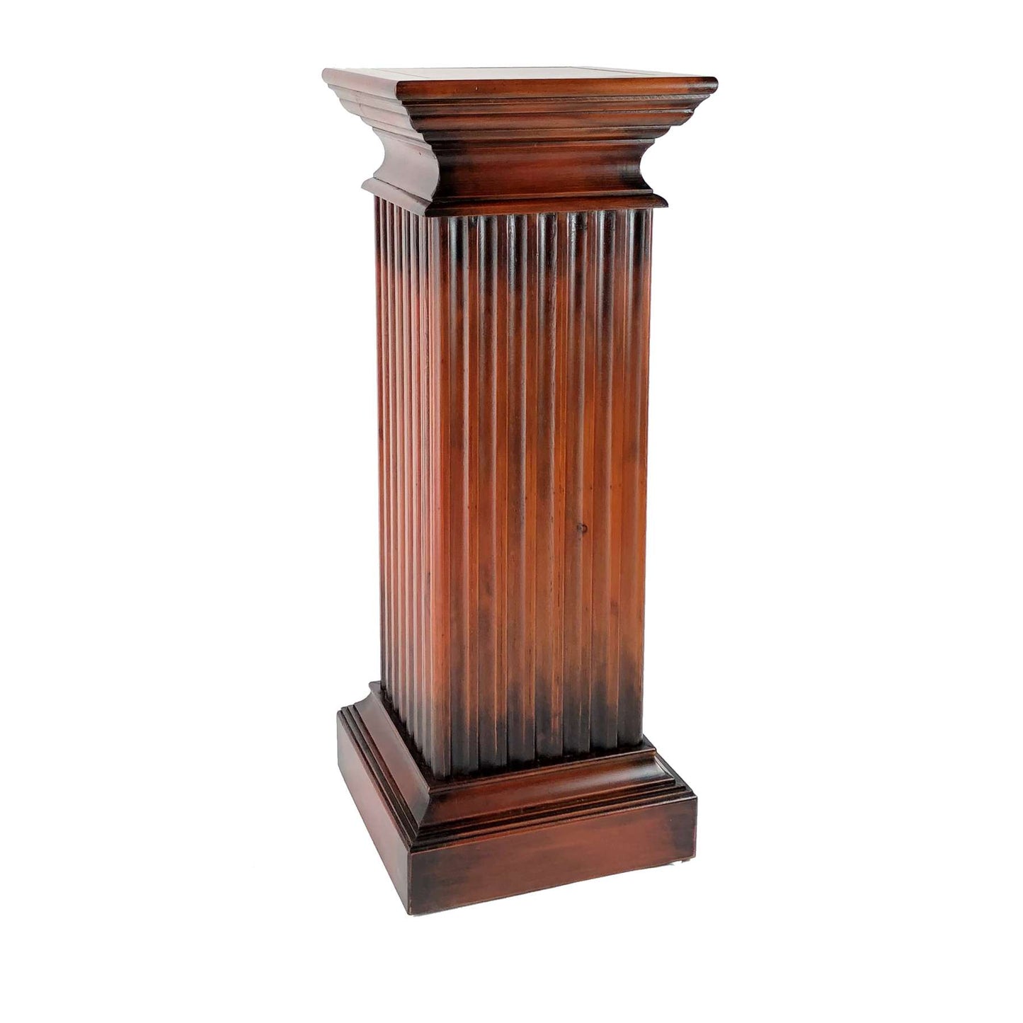 Transitional Style Square Top Pedestal Stand, Brown By Benzara | Side Tables | Modishstore - 5