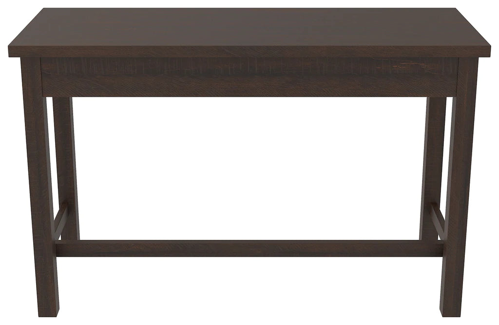 Wooden Writing Desk With Block Legs And 2 Drawers, Dark Brown And Black By Benzara | Desks | Modishstore - 5