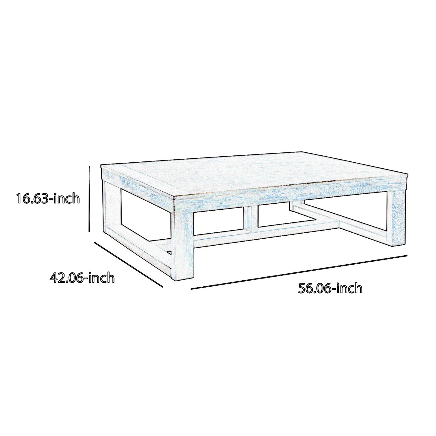 Grained Wooden Frame Cocktail Table With Trestle Base, Dark Brown By Benzara | Coffee Tables | Modishstore - 6