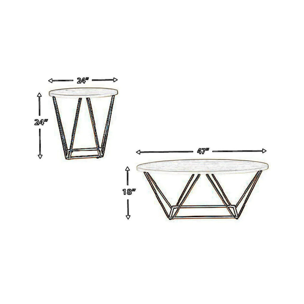 Faux Marble Table Set With 1 Coffee Table And 2 End Tables, White And Gold By Benzara | Coffee Tables | Modishstore - 5