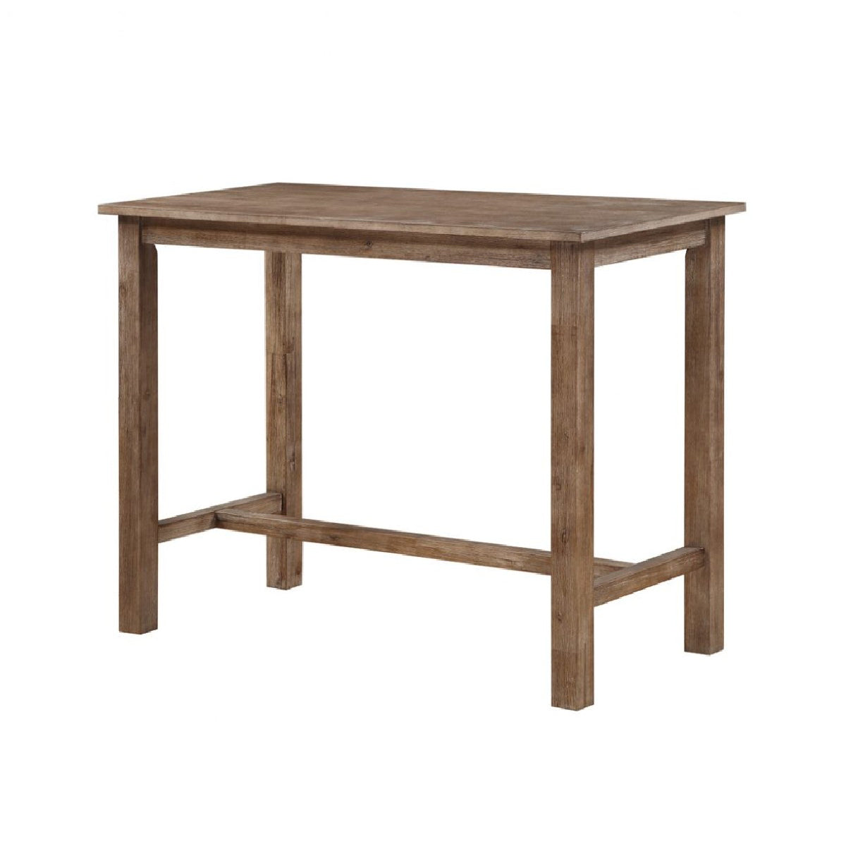 Rectangular Wooden Frame Pub Table With Trestle Base, Oak Brown By Benzara | Bar Stools & Tables | Modishstore - 5