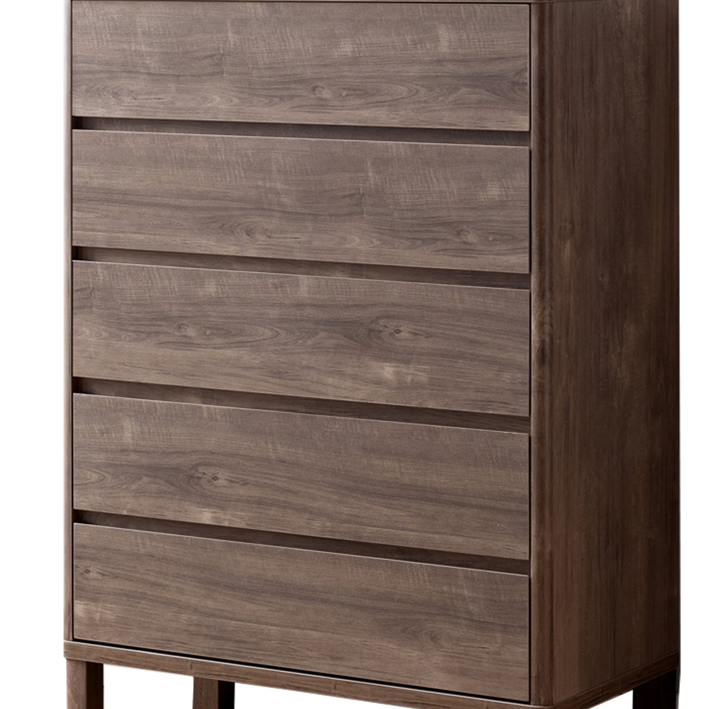 Grained Wooden Frame Chest With 5 Drawers And Straight Legs, Hazelnut Brown By Benzara | Cabinets | Modishstore - 5