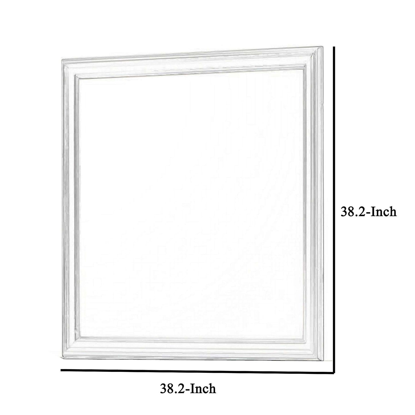 Rectangular Molded Wooden Frame Dresser Top Mirror, Antique Silver - Bm215167 By Benzara | Dressers | Modishstore - 5