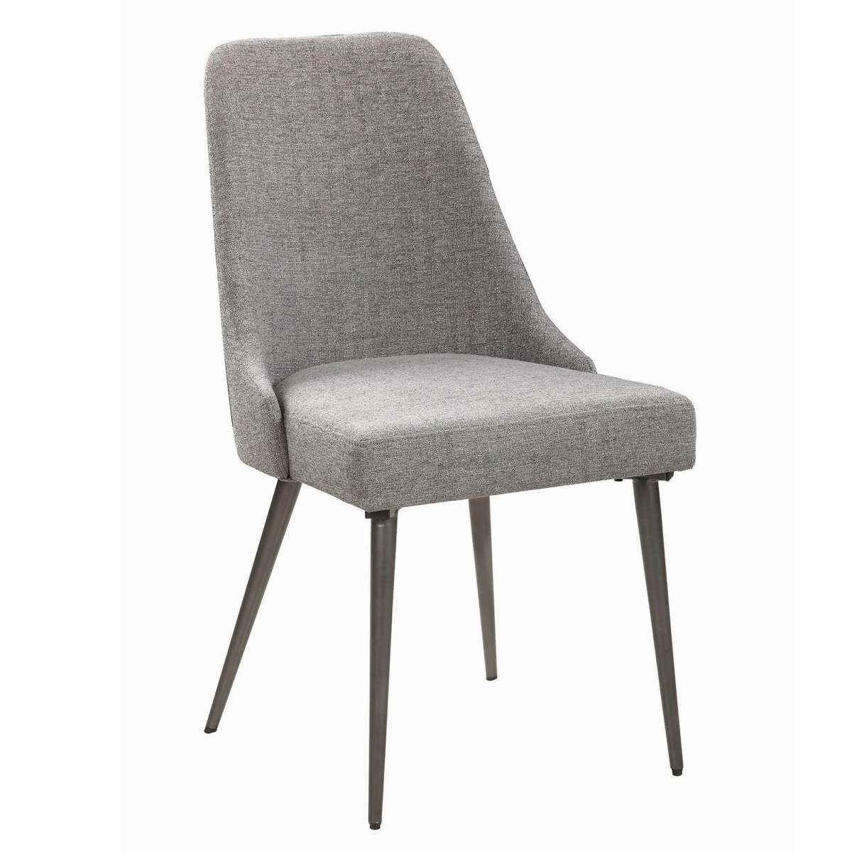 Textured Fabric Upholstered Metal Frame Dining Chair, Set Of 2, Gray By Benzara | Dining Chairs | Modishstore