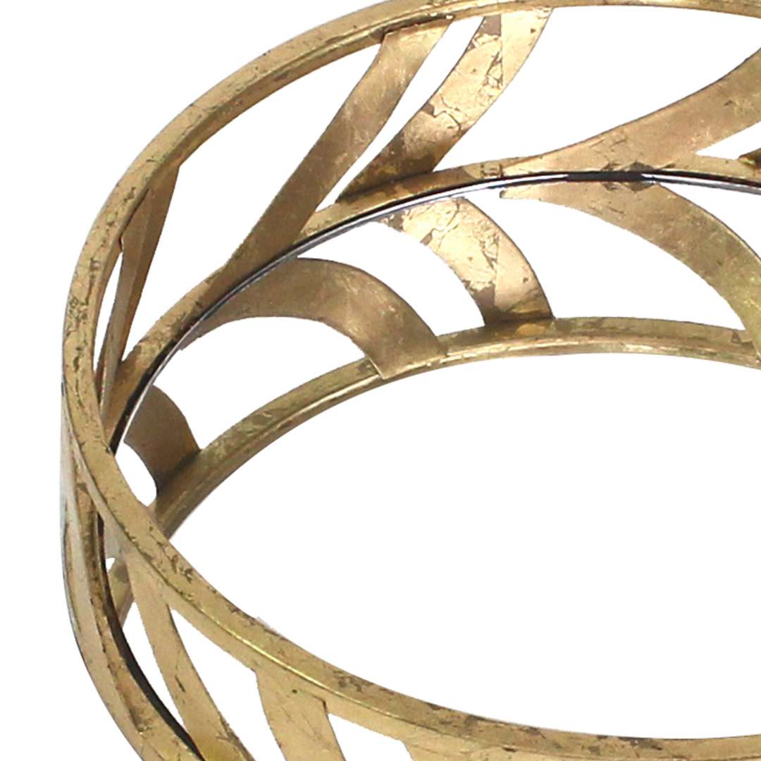 Round Metal Streamline Tray With Mirror Panel Inserts, Gold And Silver By Benzara | Trays & Pedestals | Modishstore - 5