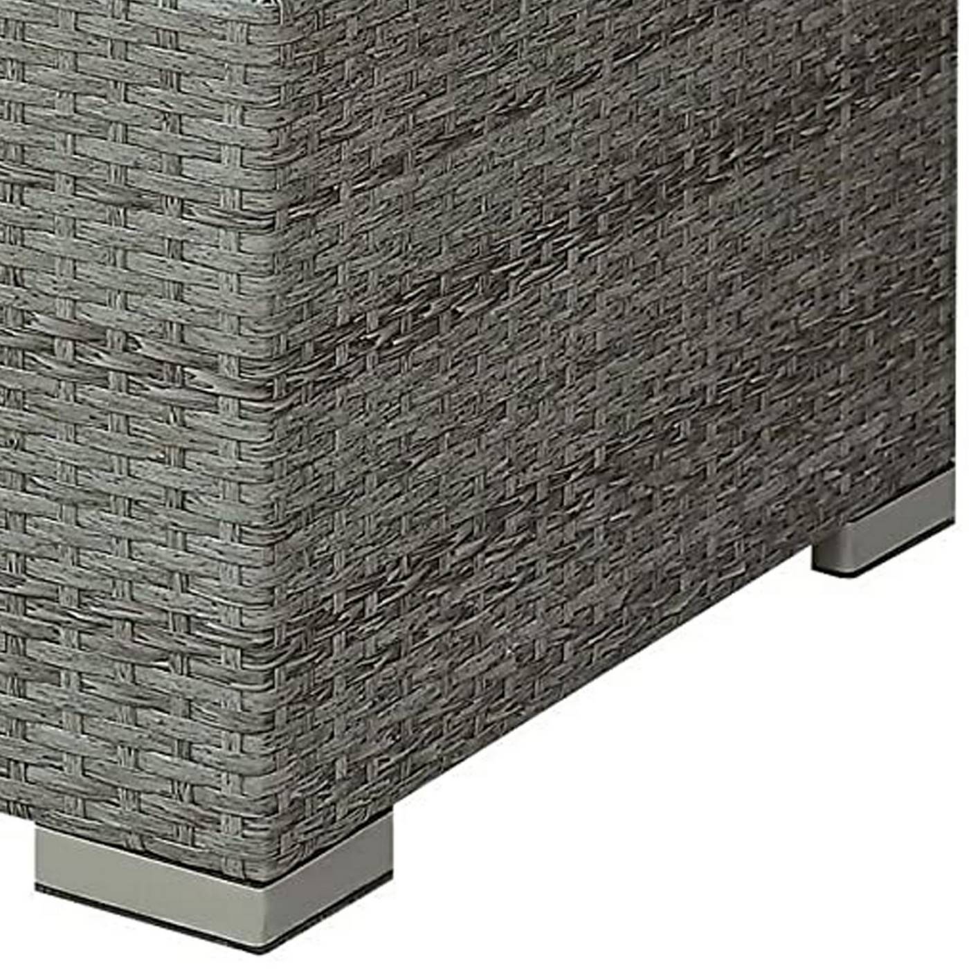 Woven Wicker Rectangular Coffee Table With Tempered Glass Tabletop, Gray By Benzara | Coffee Tables | Modishstore - 5