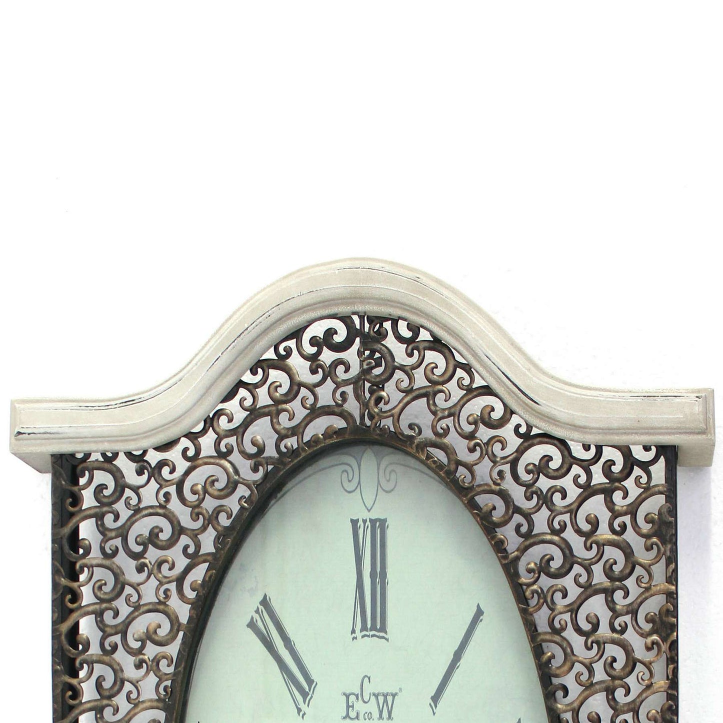 Wall Clock With Scalloped Wooden Top And Bottom, White By Benzara | Clocks | Modishstore - 5