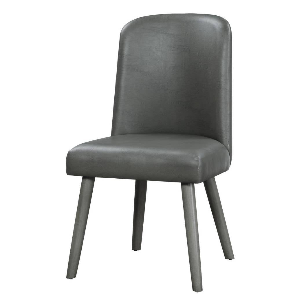 Leatherette Dining Chair With Splayed Wooden Legs, Set Of 2, Gray By Benzara | Dining Chairs | Modishstore