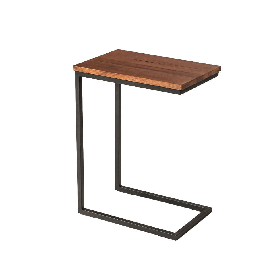 C Shaped End Table With Rectangular Wood Top, Brown And Black - Bm219277 By Benzara | End Tables | Modishstore - 5