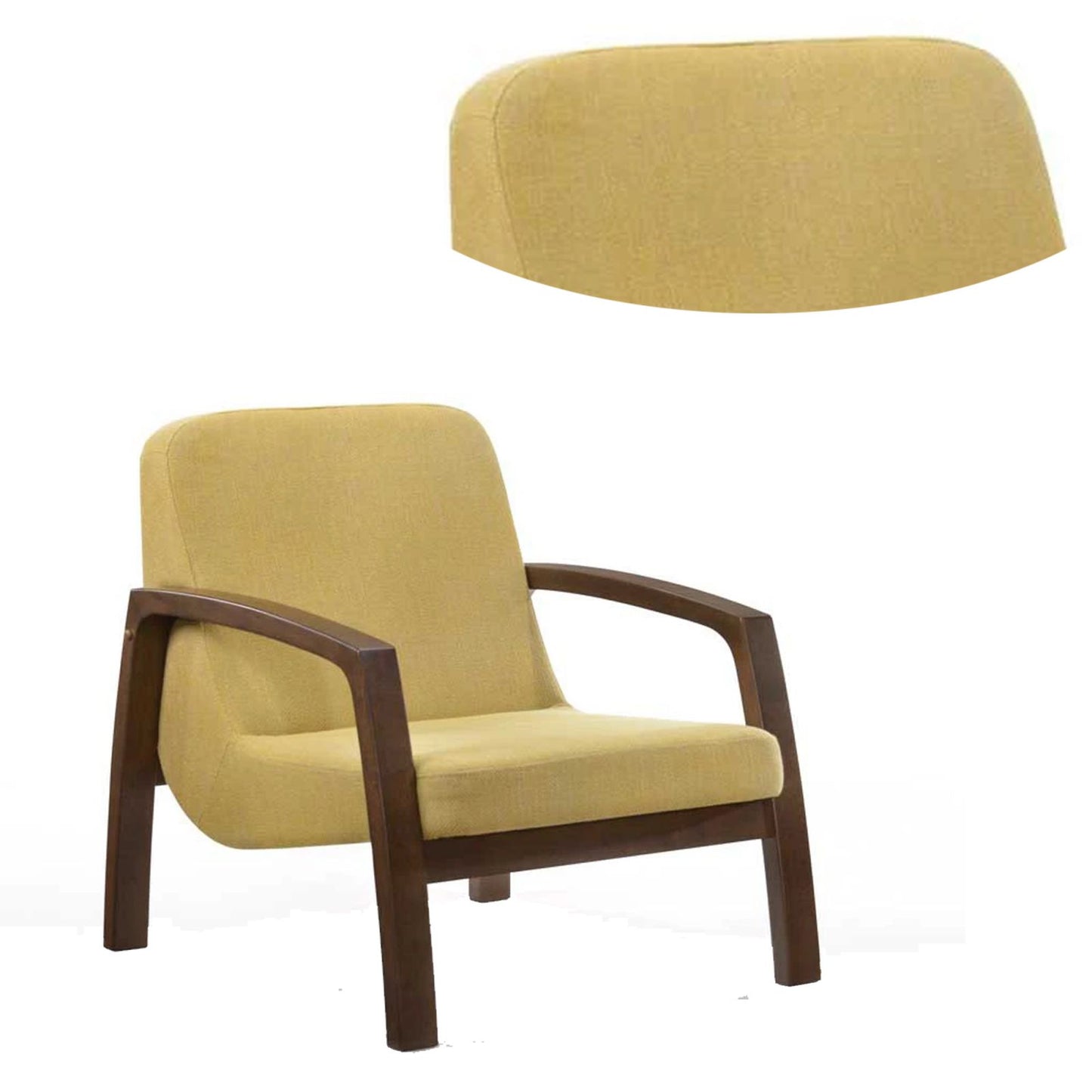 Wooden Lounge Chair With Block Legs And Padded Seat, Yellow - Bm219288 By Benzara | Lounge Chairs | Modishstore - 5