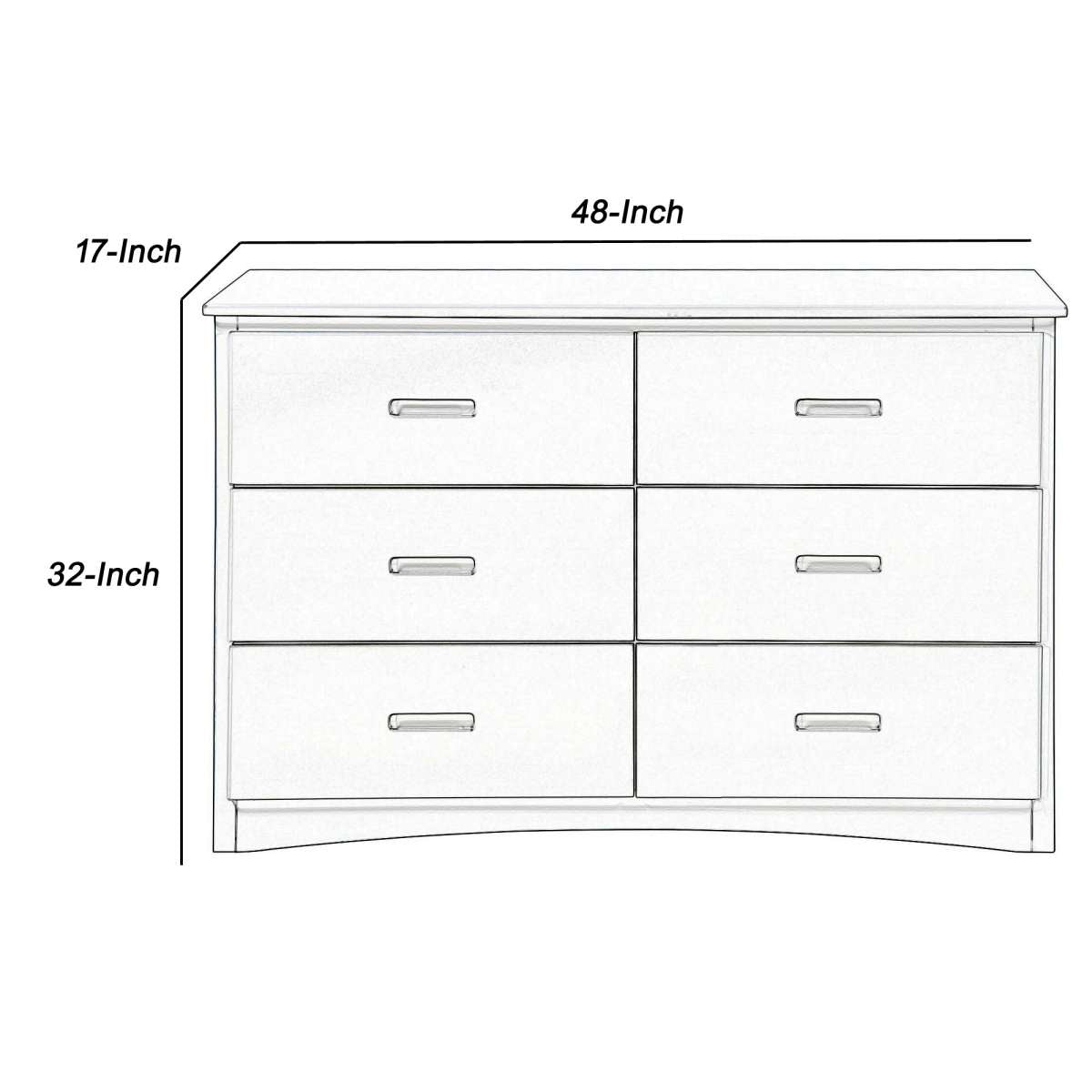 Transitional Wooden Dresser With 6 Drawers And Recessed Handles, Gray By Benzara | Dressers | Modishstore - 5