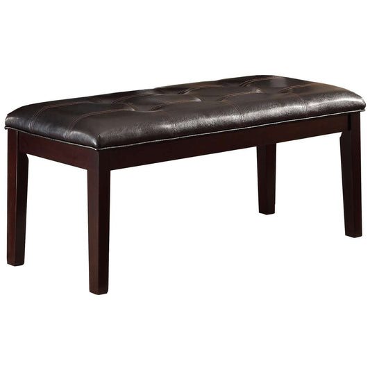 Button Tufted Faux Leather Upholstered Wooden Bench, Espresso Brown By Benzara | Benches |  Modishstore 