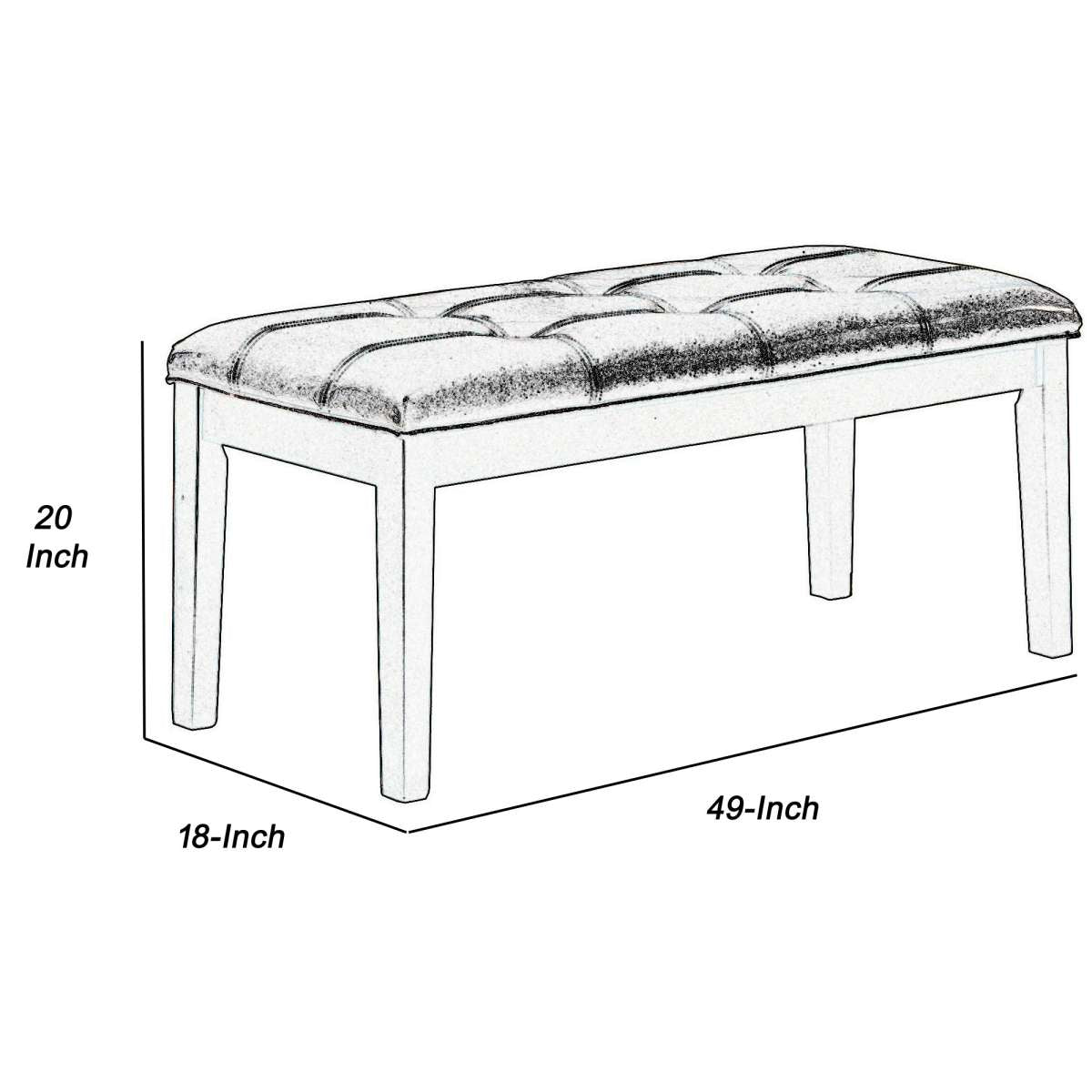 Button Tufted Faux Leather Upholstered Wooden Bench, Espresso Brown By Benzara | Benches | Modishstore - 5