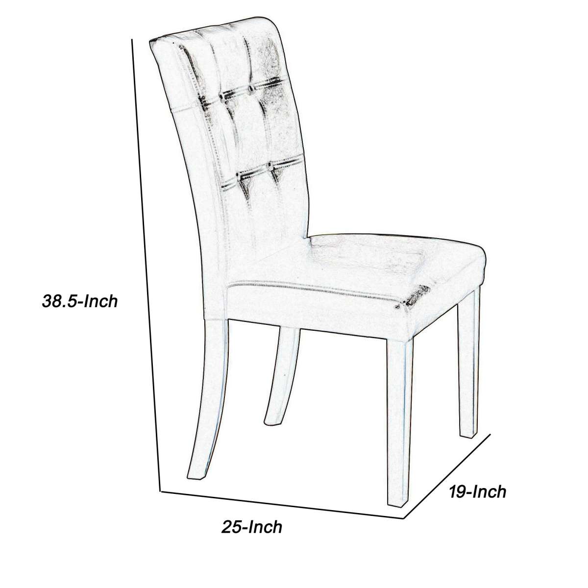 Faux Leather Upholstered Side Chair With Button Tufting, Set Of 2, Brown By Benzara | Side Chairs | Modishstore - 5