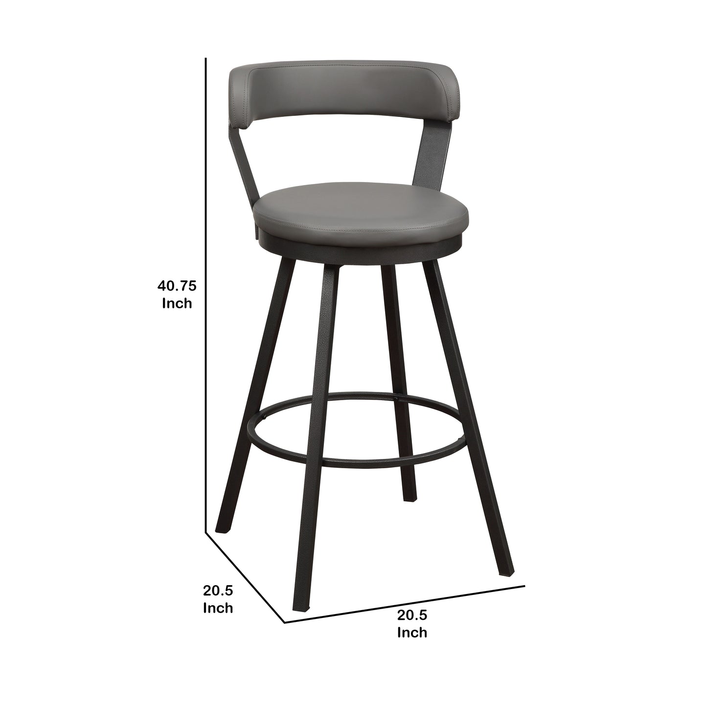 Leatherette Pub Chair With Curved Design Open Backrest, Set Of 2,Light Gray By Benzara | Accent Chairs | Modishstore - 5