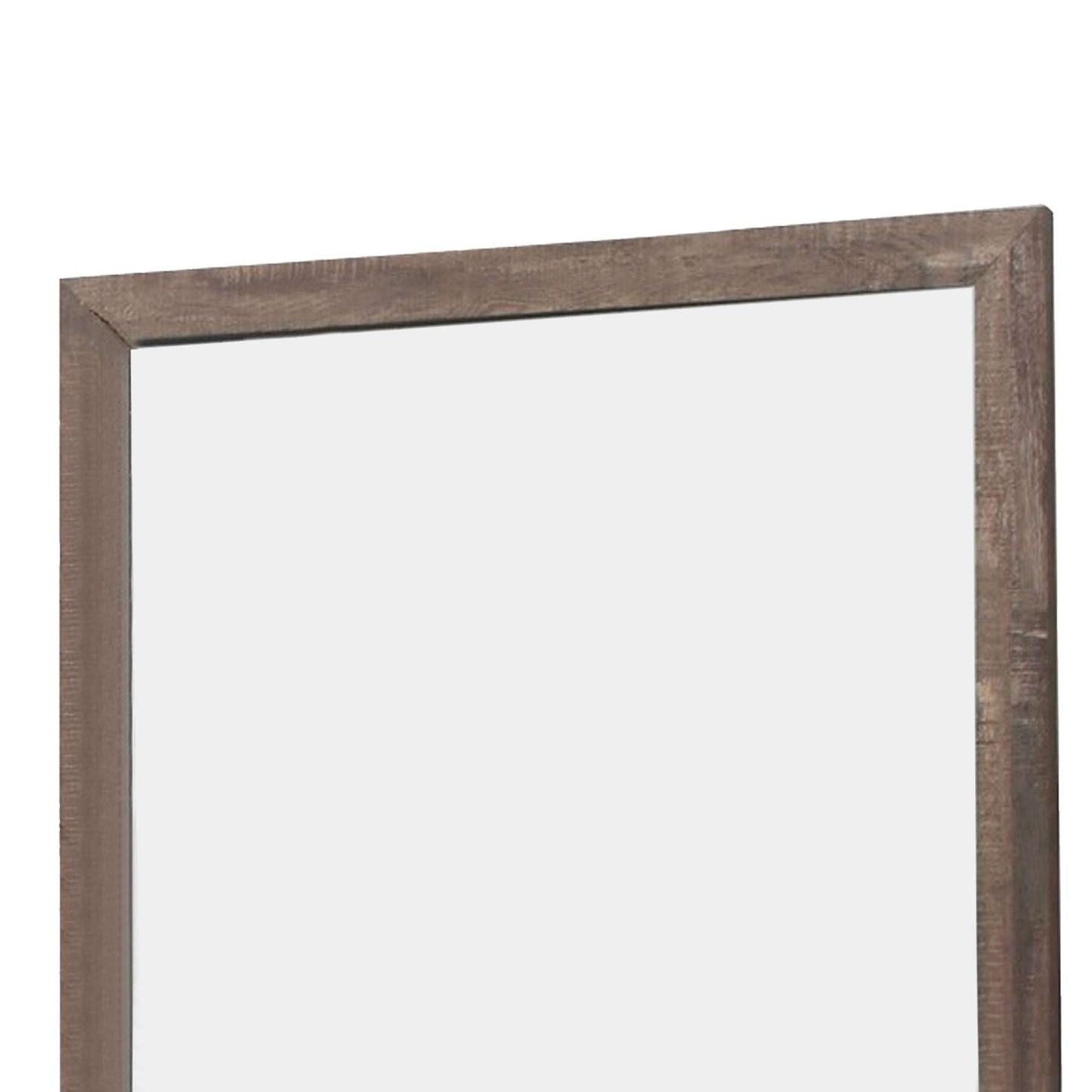 Transitional Square Shape Wooden Frame Mirror With Textured Details, Brown By Benzara | Mirrors | Modishstore - 5