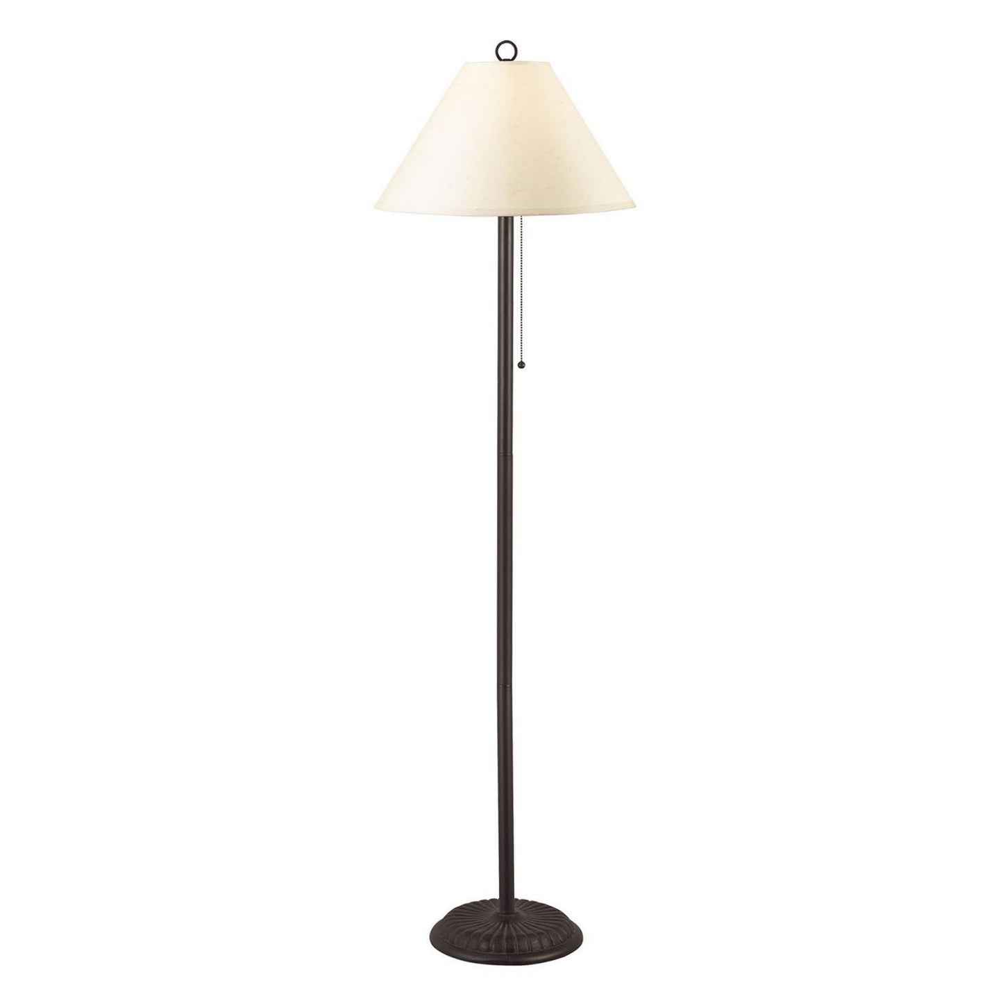 Metal Floor Lamp With Pull Chain Switch And Paper Shade, Off White And Black By Benzara | Floor Lamps | Modishstore - 5