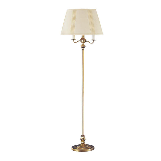 150 Watt 6 Way Metal Floor Lamp With Fabric Tapered Shade, Gold By Benzara | Floor Lamps | Modishstore