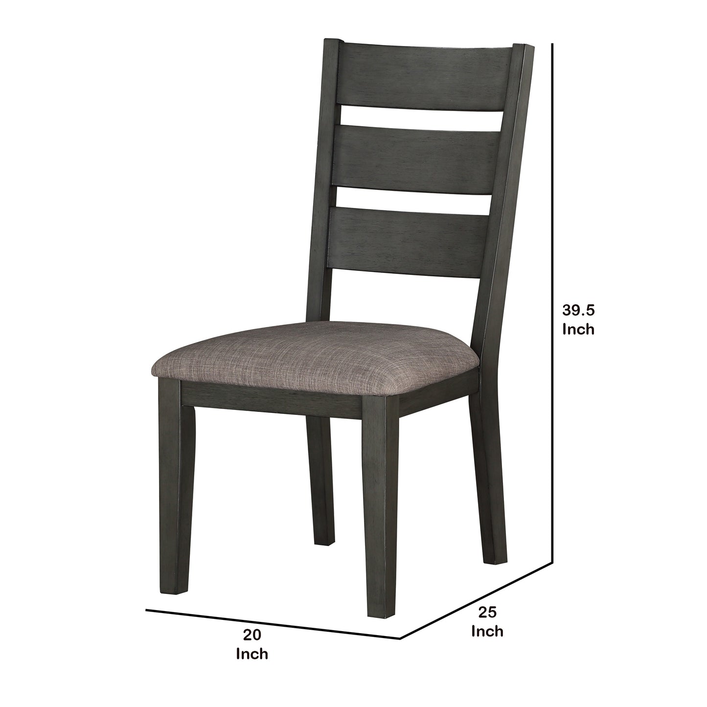 Transitional Wooden Side Chair With Fabric Padded Seat Ladder Backrest,Gray By Benzara | Accent Chairs | Modishstore - 5