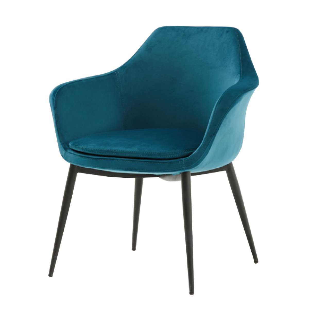 Velvet Upholstered Dining Chair With Padded Seat And Tapered Legs, Blue By Benzara | Dining Chairs | Modishstore