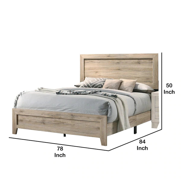 Wooden Eastern King Bed With Grains And Knots, Natural Brown - Bm221446 By Benzara | Beds | Modishstore - 4