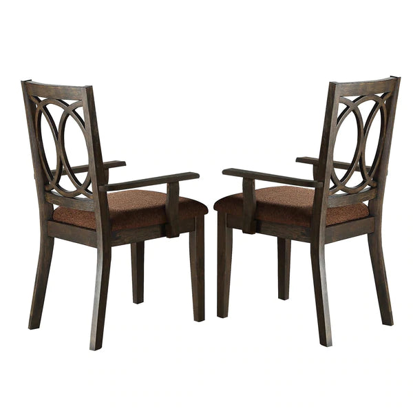Wooden Armchair With Padded Seat And Cut Out Backrest, Set Of 2, Brown - Bm221448 By Benzara | Dining Chairs | Modishstore