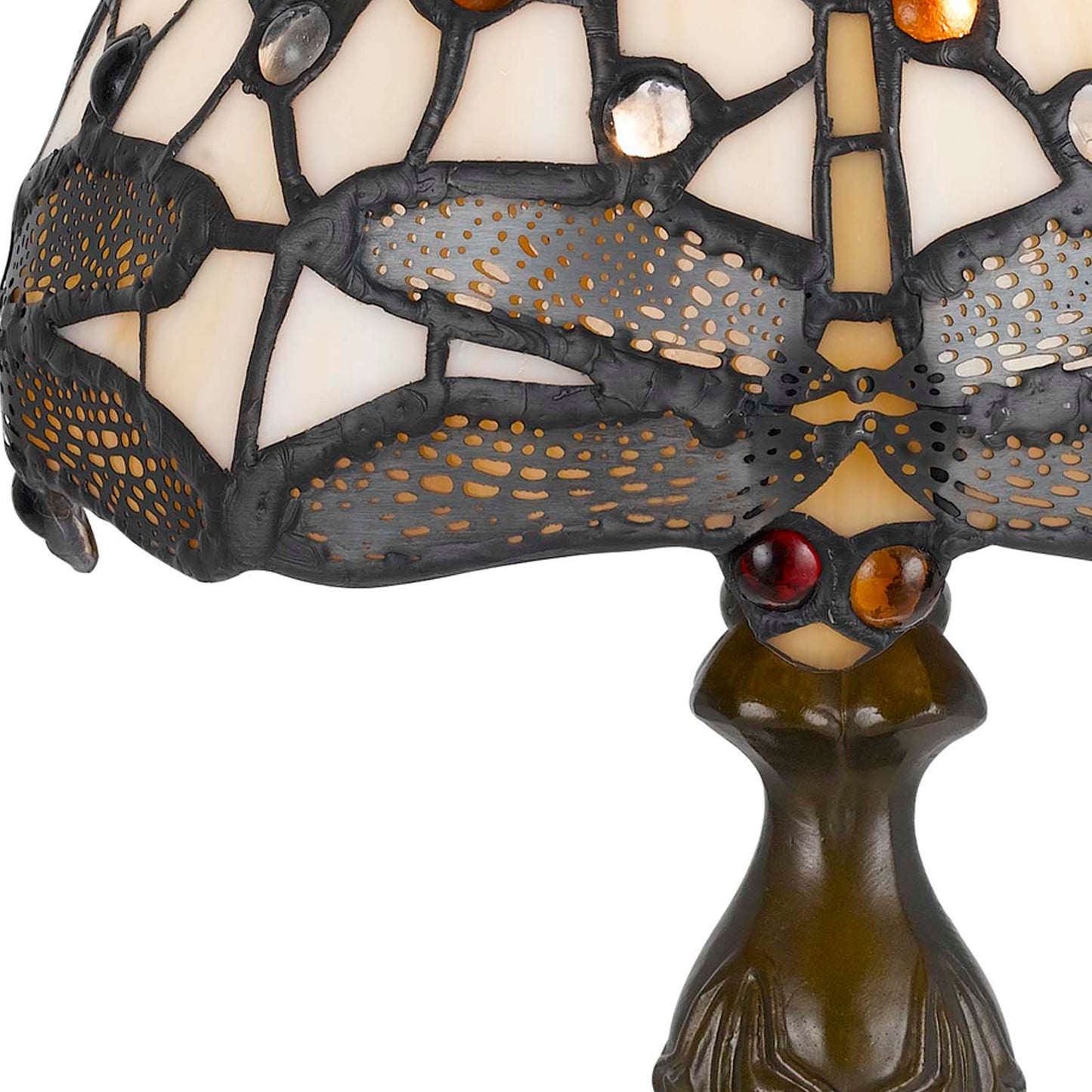 Metal Body Tiffany Table Lamp With Dragonfly Design Shade, Multicolor By Benzara | Desk Lamps | Modishstore - 2