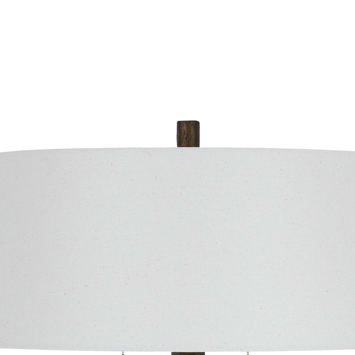 Fabric Shade Table Lamp With Faceted Mirror And Wooden Base, White By Benzara | Table Lamps | Modishstore - 5