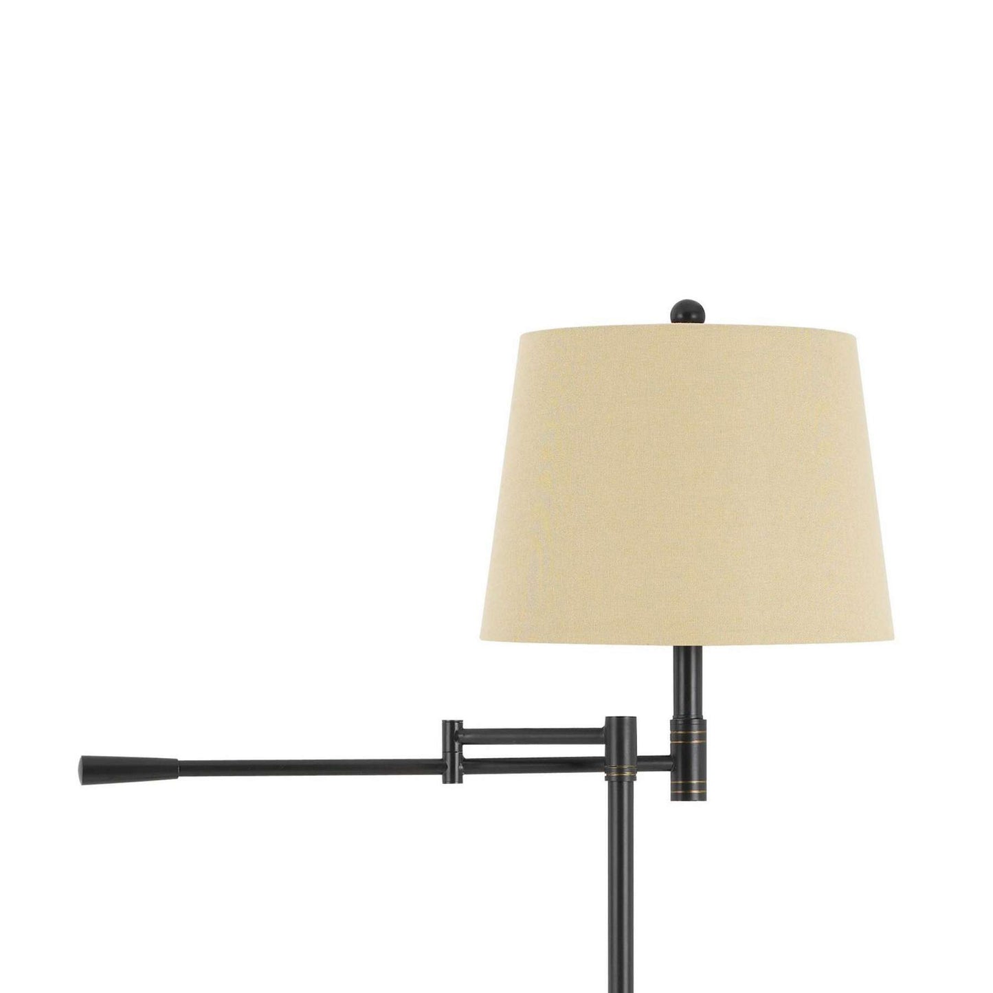 Metal Floor Lamp With Swing Arm And Tubular Stand, Beige And Black By Benzara | Floor Lamps | Modishstore - 5