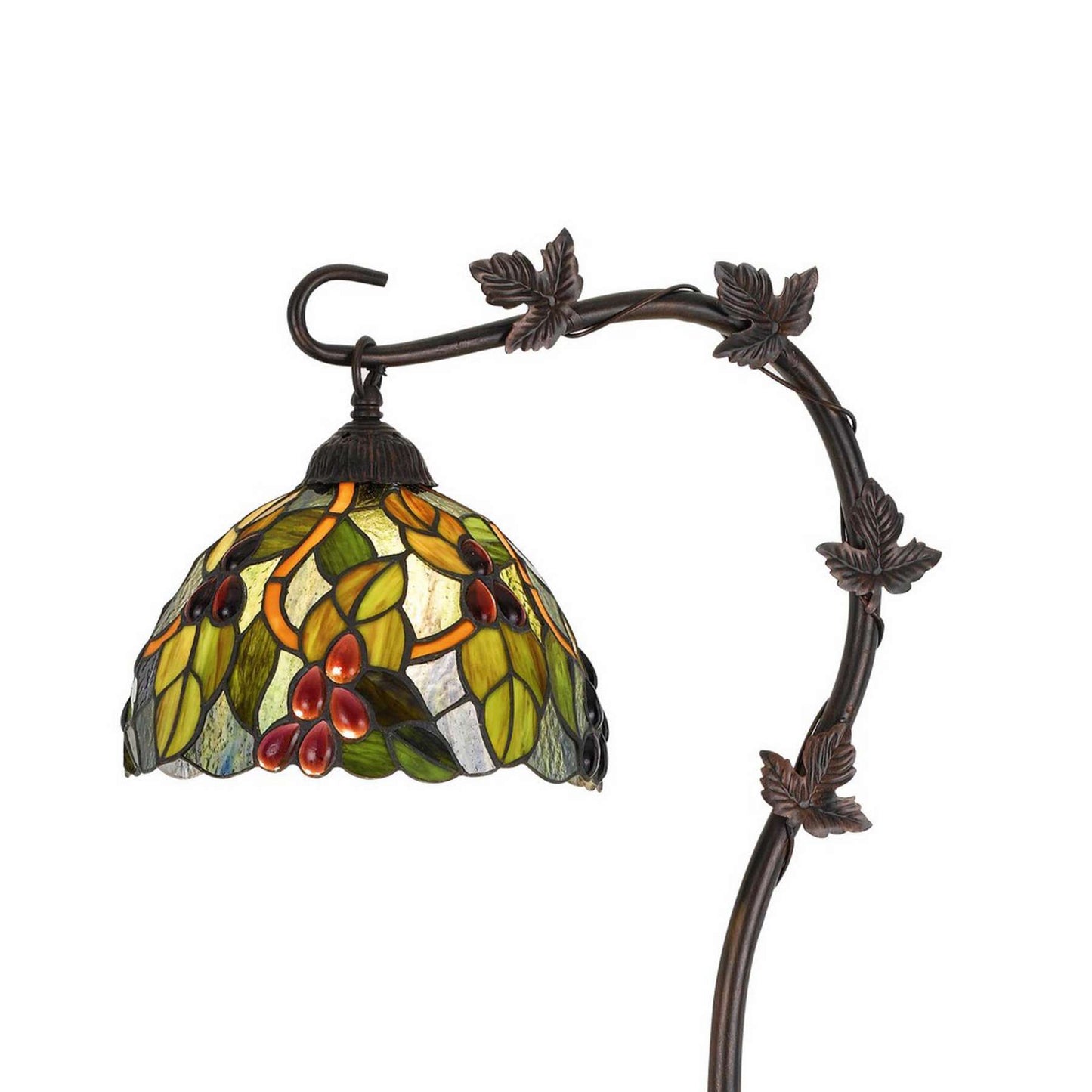 Downbridge Metal Tiffany Floor Lamp With Leaf Accents, Multicolor By Benzara | Floor Lamps | Modishstore - 5
