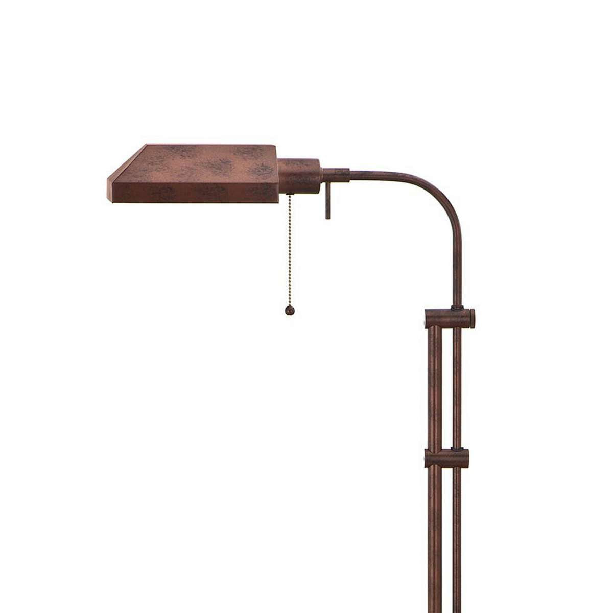 Metal Rectangular Floor Lamp With Adjustable Pole, Bronze By Benzara | Floor Lamps | Modishstore - 5
