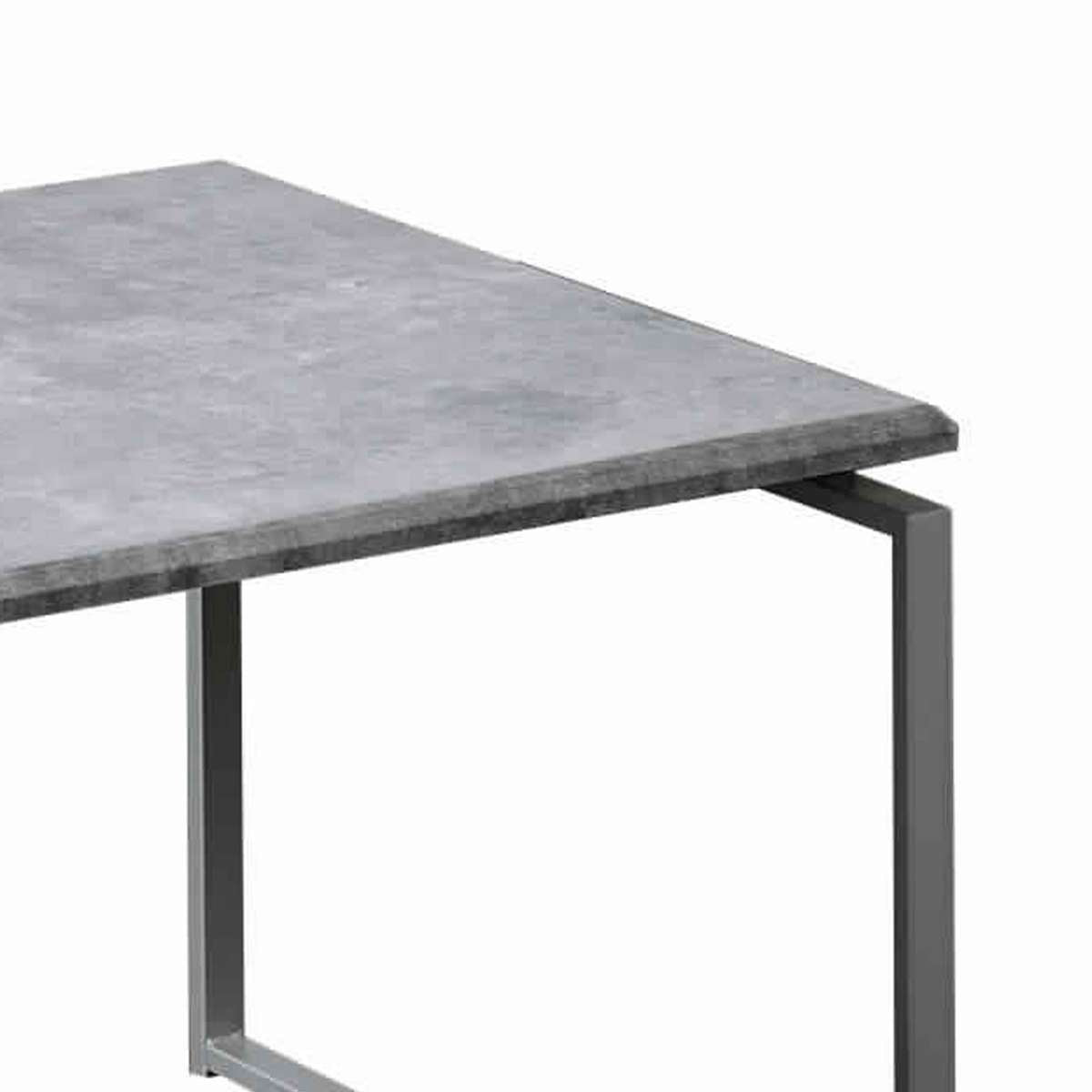 3 Piece Faux Concrete Top Occasional Table Set, Gray And Silver By Benzara | Coffee Tables | Modishstore - 5