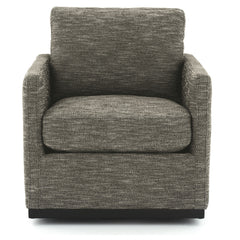 Swivel Fabric Upholstered Accent Chair With Track Arms And Trim Base Gray By Benzara