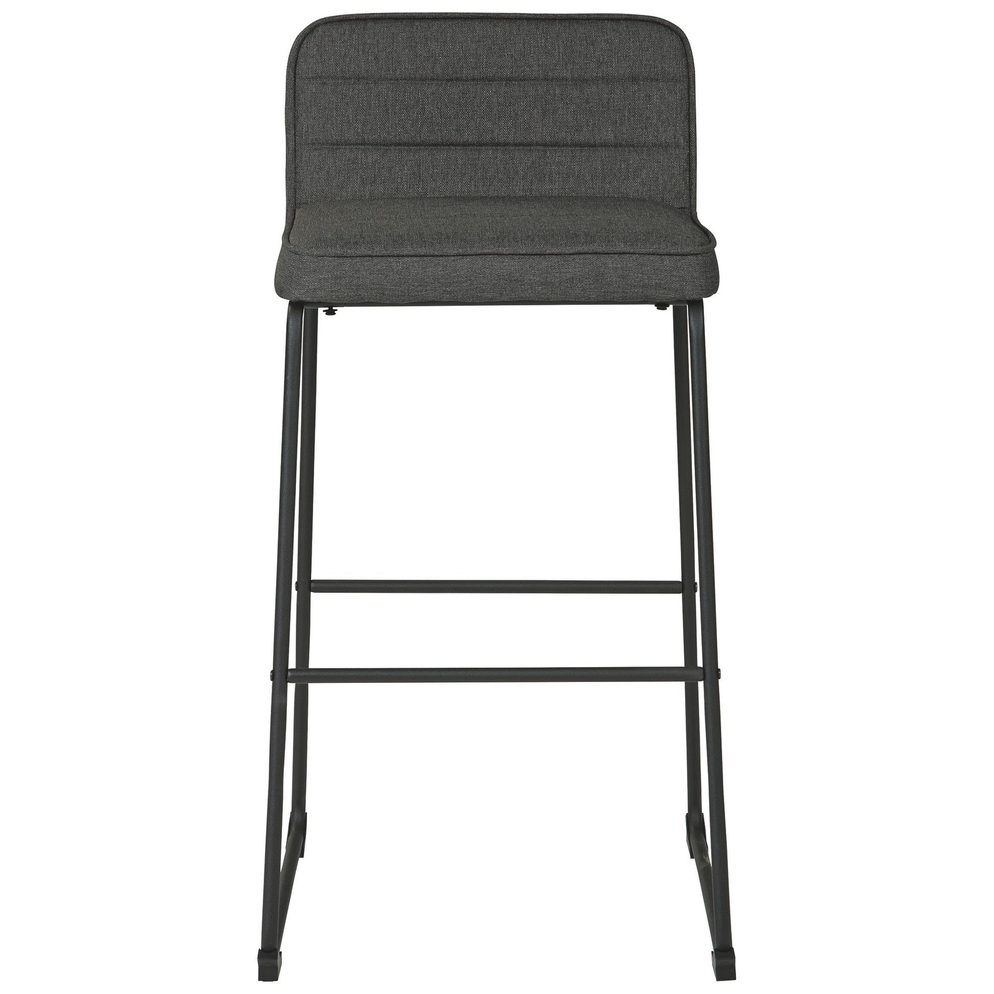 40 Inch Channel Stitched Low Fabric Barstool With Sled Base Set Of 2 Gray By Benzara | Bar Stools & Tables | Modishstore - 2