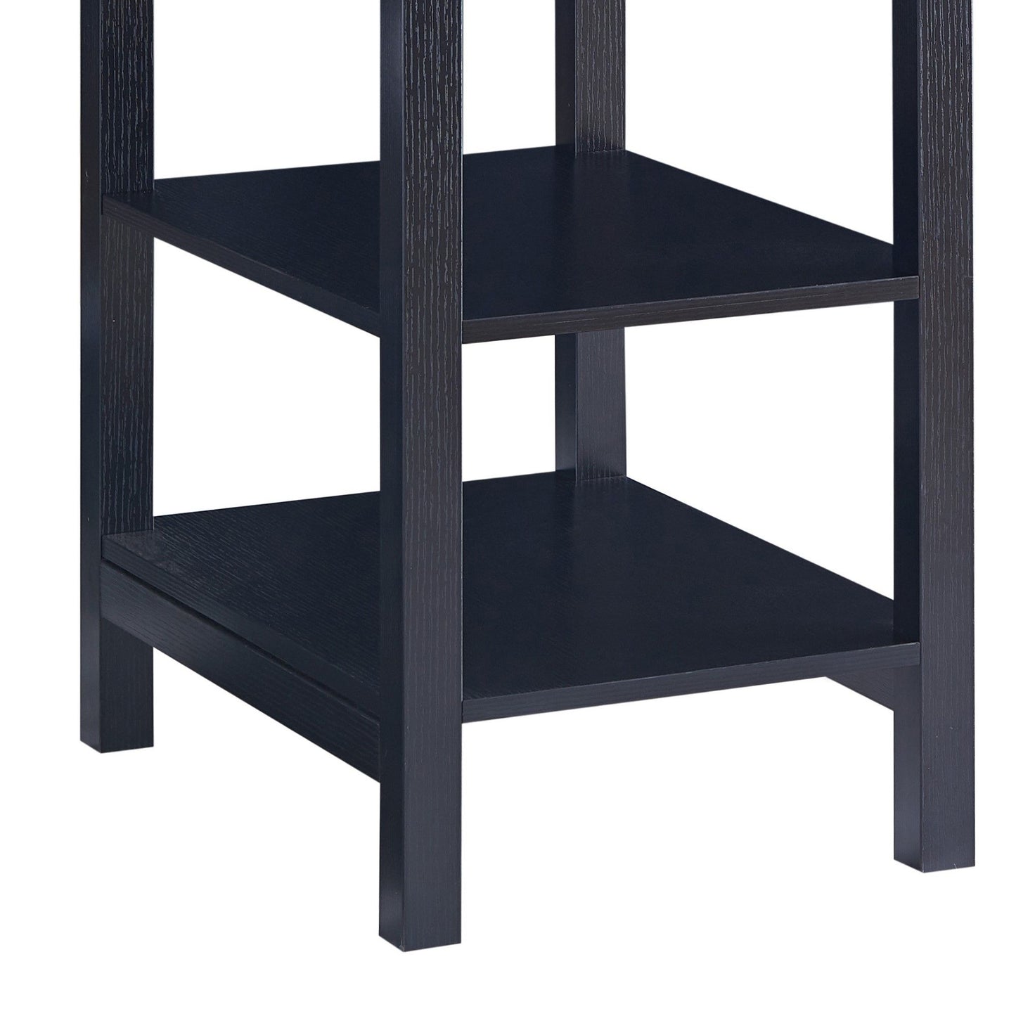 2 Drawer Rectangular Desk With 2 Open Shelves Black And Gold By Benzara | Desks | Modishstore - 5