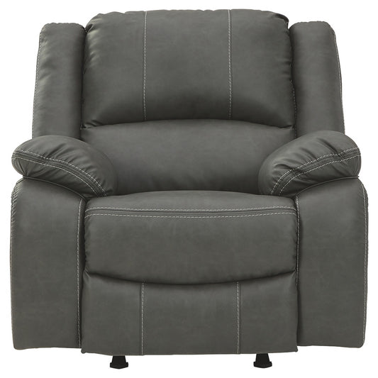 Faux Leather Upholstered Rocker Recliner With Jumbo Stitching, Gray By Benzara | Chairs & Recliners | Modishstore