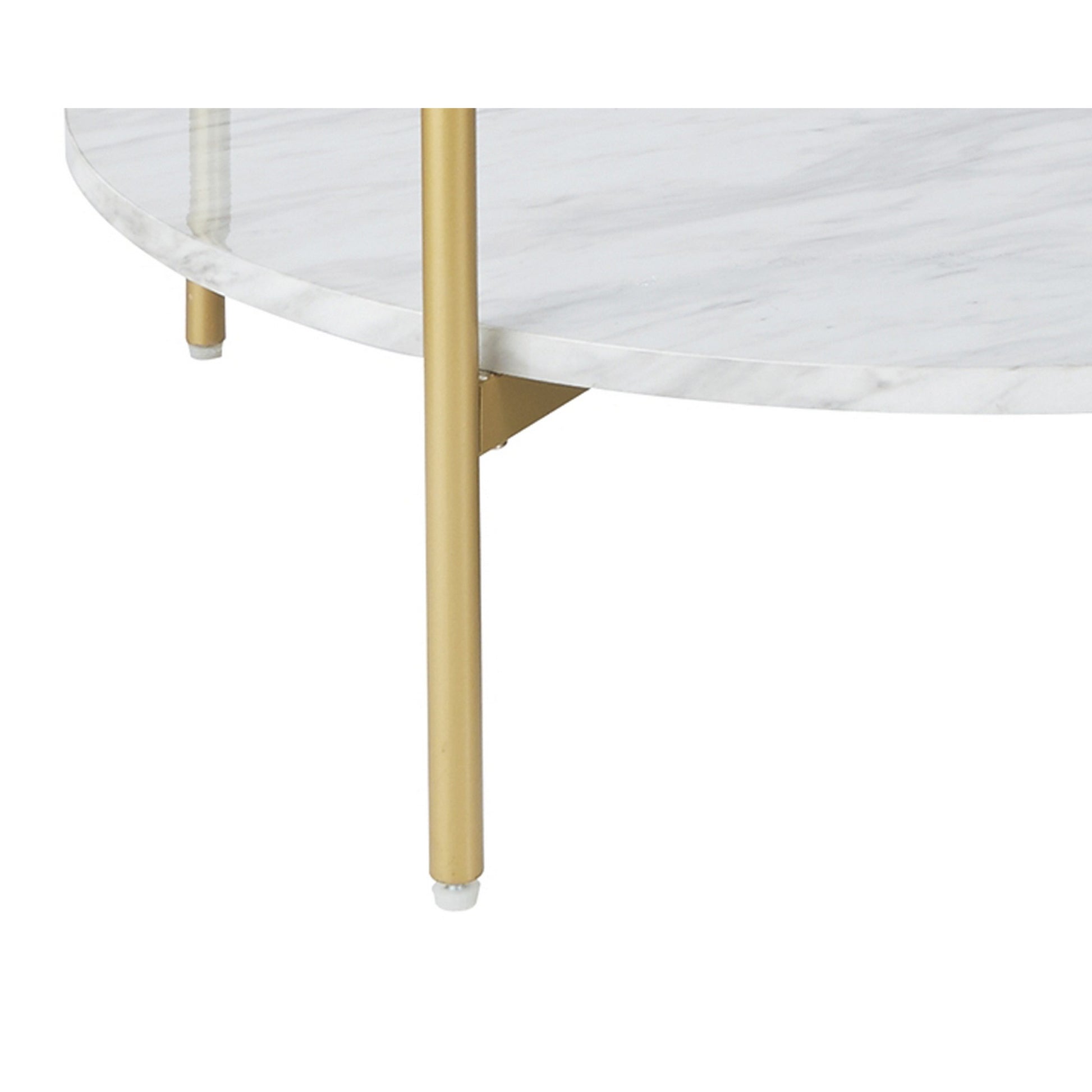 Glass Top Cocktail Table With Faux Marble Bottom Shelf, Clear And Gold By Benzara | Coffee Tables | Modishstore - 2