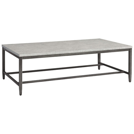 Rectangular Shape Cocktail Table With Faux Concrete Top, Gray And Black By Benzara | Coffee Tables | Modishstore