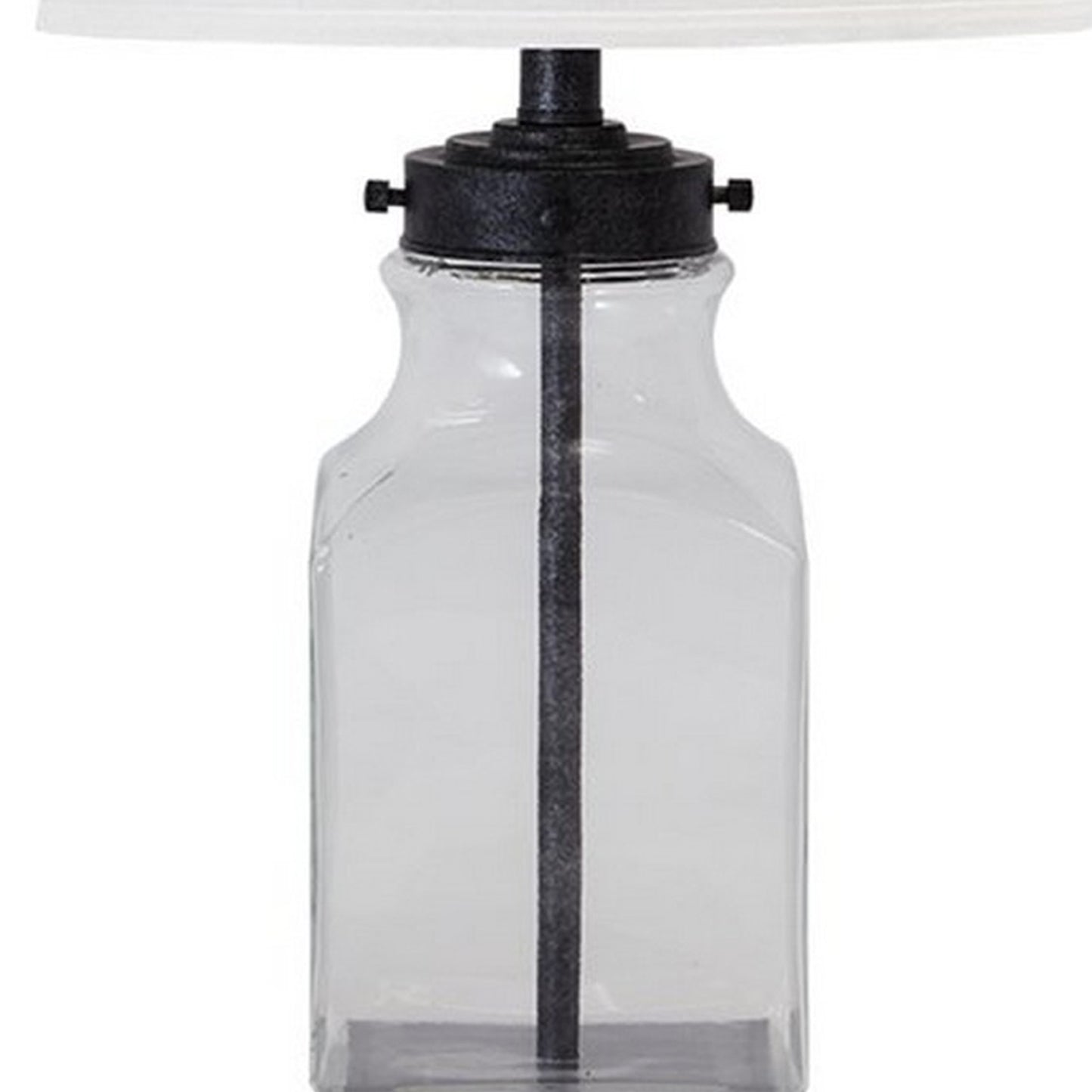 Smoky Glass Frame Table Lamp With Fabric Shade Light Gray And Clear By Benzara | Desk Lamps | Modishstore - 4