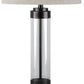 Glass And Metal Frame Table Lamp With Fabric Shade Gray And Black By Benzara | Desk Lamps | Modishstore - 4
