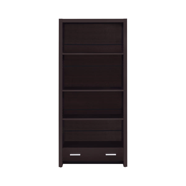 Wooden Bookcase With 3 Shelves And 1 Drawer Dark Brown By Benzara | Bookcases | Modishstore - 2
