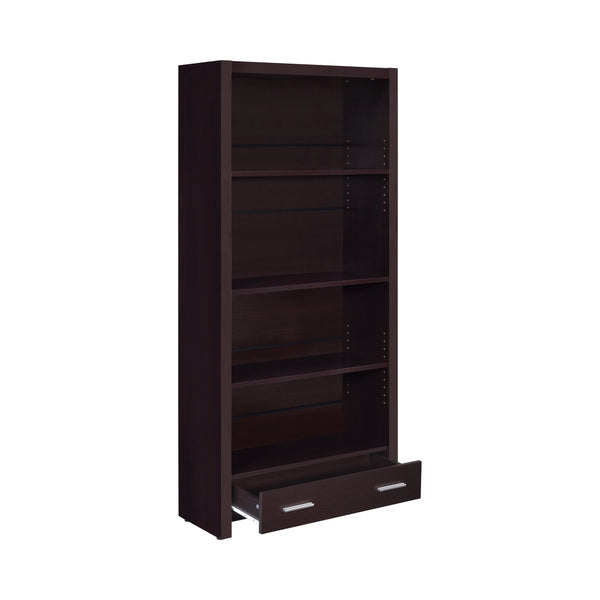 Wooden Bookcase With 3 Shelves And 1 Drawer Dark Brown By Benzara | Bookcases | Modishstore - 3